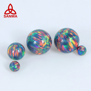 Sanwa-Cuentas sueltas de forma redonda de piedra ópalo japonés, en OP77, azul real, gris, a buen precio, resina de plata, accesorios de madera, joyería - Product Image 1