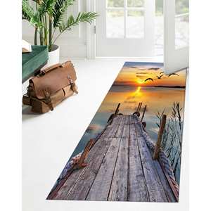 Alfombras con estampado de paisaje marino y puesta de sol, alfombra impresa para exteriores e interiores, alfombra delgada no tejida - Product Image 5