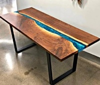 Pophorizon Table Centrale de Canapé de Style Moderne avec Pied Table en Bois de Résine Époxy Live Edge River Table en Bois en Gros