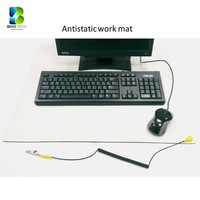 Tapis de travail antistatique BHO BM-405A en caoutchouc ESD PVC/LDPE 60x60cm, dessus beige, dessous noir gaufré, pour salle blanche/bureau