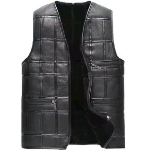 Gilet en cuir pour homme, veste de moto sans manches, nouvelle collection automne 2026, chaud, en velours - Product Image 1