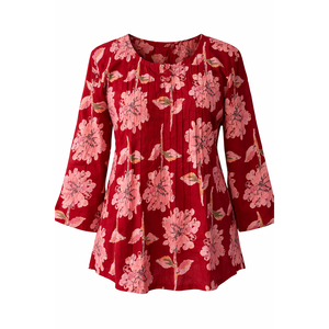 Blusa Floral para Mujer, Holgada, con Botones al Frente, Manga Tres Cuartos, Bordada, Vintage, de Chifón y Popelina, Larga, Casual, para Oficina, Primavera - Product Image 3