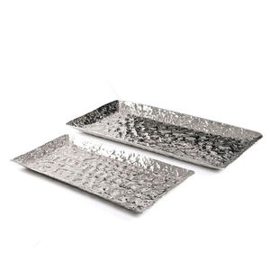 Ensemble de plateaux de service en aluminium massif nickelé poli sans poignée de la plus haute qualité, adapté aux événements de luxe - Product Image 1