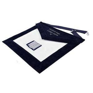 Chaplain Blue Lodge Officer Apron-Eco-Friendly Square Navy Velvet with <b>Silver</b> Embroidery Thread Custom Freemason Masonic Aprons - Product Image 2