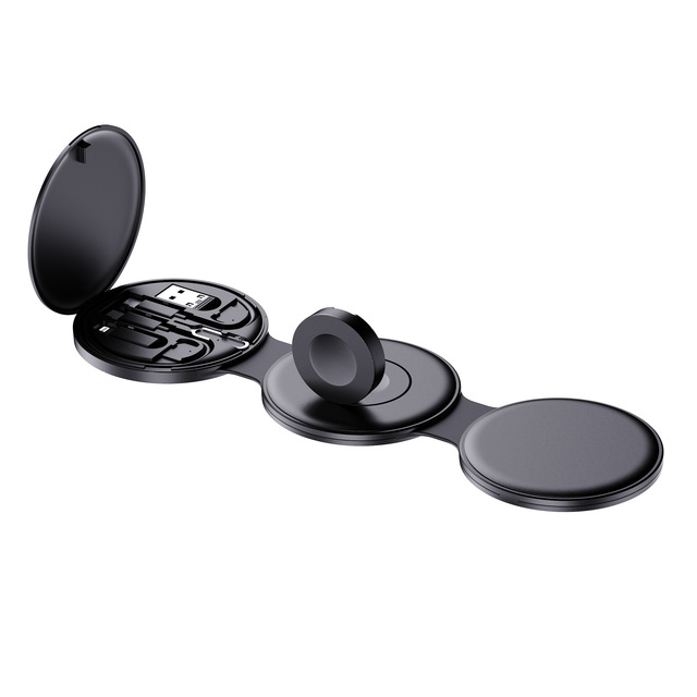 3-in-1 Foldable Magnetic Wireless Charging Station 60W 15W Wireless Charger Dual Adapter Ports for Mobile Phones Smart Watch