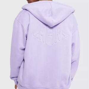 Sweat à capuche personnalisé pour hommes en coton épais de haute qualité avec fermeture éclair embossée saison d'automne logo OEM personnalisable - Product Image 4