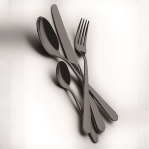 Ensemble de cuillères à dîner en acier inoxydable Couverts de 4 pièces Cuillère en acier inoxydable argenté Manche noir mat Meilleur prix - Product Image 5