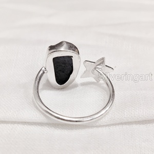 Joyería de piedra en bruto, anillo para mujer, zafiro azul crudo Natural, piedra preciosa, piedra natal de septiembre, anillo de estrella, fiesta, anillo de Plata de Ley 925 - Product Image 5