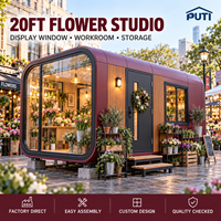 Elegante Negozio Prefabbricato Modulare da 20 Piedi Stile Apple Cabin con Vetrine Panoramiche per Fioristi e Centri Giardinaggio