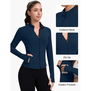 Training <b>Jacket</b> for Women <b>Yoga</b> Wear Full Zip Stretchable Nylon Spandex Mix Lightweight Soft Athletic Top - Product Image 3