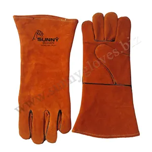 皮革手套安全工作手套/巴基斯坦工厂供应商/工业焊接手套耐热手安全工作Tig
