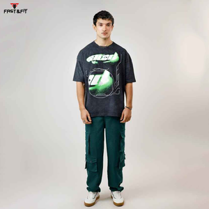 2025 Top Trending Custom Streetwear Tee Cotton Acid Wash T Shirt Oversized Screen Print Camisetas de manga corta para hombres - Product Image 5