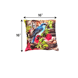 Set 2 Multicolor Digital Print Bird Cushion <b>Covers</b> 16x16 Square Handmade Decorative <b>Throw</b> Pillow <b>Covers</b> for <b>Sofa</b> Bed Accent - Product Image 2