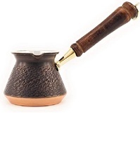 Ensemble de 2 théières turques en métal et cuivre avec poignée en bois, Pot de service à café et à thé pour la cuisine et la maison