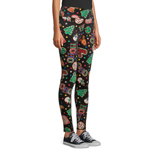 Leggings de yoga pour femmes à taille haute, imprimé Noël, longueur intégrale, extensibles dans les quatre sens, en spandex et polyester, avec design appliqué - Product Image 3