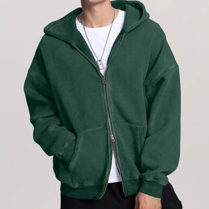 High Quality Thick Blank Plain Heavyweight Oversized Acid Wash Zipper Hoodies Unisex Custom Logo Plus Size Men's Hoodies - Product Image 4
