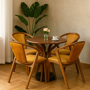 Tacasa Durable Modern <b>Coffee</b> <b>Table</b> 30*80 Solid Wood Rubber Wood Top 5-Legged Pedestal Cushioned Seat <b>Walnut</b> Color 12-Month - Product Image 1