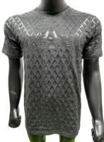 T-shirt de musculation personnalisé avec logo antidérapant, coupe ajustée, impression en relief en caoutchouc, jersey modal/coton 220 grammes