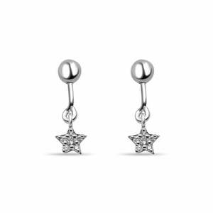 NOVAMART Fine Zarkan 925 Silver Barbell Star <b>Dangle</b> <b>Earrings</b> with Pearl and <b>Diamond</b> Religious Hook Drop for Wedding Party Wholes - Product Image 2