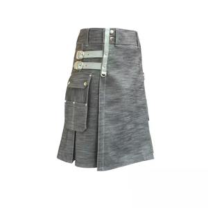 Kilt écossais classique de haute qualité en velours côtelé jaune et noir, 8 yards, motif royal Stewart uni pour hommes - Product Image 6