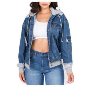 Chaquetas de mezclilla para mujer Diseño personalizado Turn Down Collar Alta calidad Regular Fit Mujeres Manga larga Botón lavado - Product Image 2