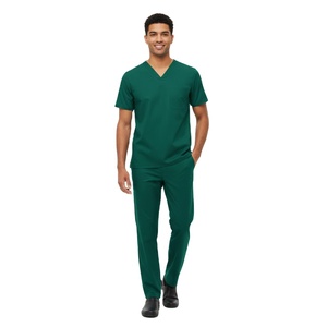 Professional Medical Nurse Mens <b>Scrub</b> <b>Set</b> Knitted Fabric Top and Bottom Hospital Uniform OEM ODM Wholesale - Product Image 2