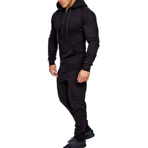 50% coton 50% polyester mélange brodé rouge vêtements de sport sweat-shirt à capuche zippé pour hommes et pantalon de survêtement ensemble - Product Image 6