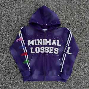 Customized Double Hood Vintage Wash Heavy Weight Distress Hem Zipper <b>Hoodie</b> Applique Embroidery Casual Oversized Men <b>Hoodie</b> - Product Image 1