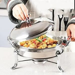 Plato de frotamiento de acero inoxidable dorado rectangular de 9L al por mayor, calentador de comida de hotel de lujo con juego de buffet hidráulico de plástico de latón de 1200W - Product Image 6