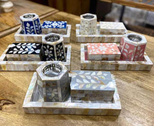 Ramadan & Eid Giveaway Gifts Mubkhar Set Bone Inlay Tray Set con caja y quemador Incienso Bakhoor a precio barato por LUXURY CRAFTS - Product Image 2