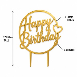 Acrylic <b>Cake</b> Topper Happy Birthday Gold Cupcake Topper <b>Cake</b> <b>Decoration</b> Party <b>Supplies</b> Birthday Wedding Anniversary Baby Shower - Product Image 5