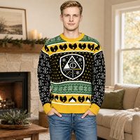 Pull de Noël Homme Tricoté Jacquard Motif Bouclier Magique Flocon de Neige – Nouveauté Festive – Conception Personnalisée OEM