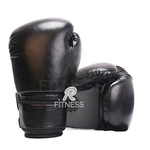 นวมชกมวยออกแบบเองได้ หนังสีดำ/แดง โลโก้ PVC แบบกำหนดเอง ป้องกันการลื่น ปิดด้วยแถบตีนตุ๊กแก RC Fitness Wear - Product Image 6