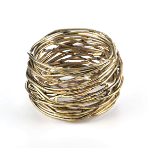 Servilletero hecho con cable dorado de Metal redondeado a precio barato al por mayor de fábrica de alta calidad para boda, cena, fiesta, restaurante, decoración - Product Image 1