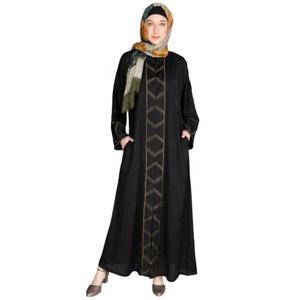 Vestido modesto abierto con botón de lino Abaya estilo Dubái informal moderno de Venta caliente para musulmanes inspirado en el estilo turco - Product Image 1