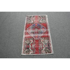 พรมตุรกีขนาดเล็ก 1.5x2.6 ฟุต พรมขอบแดงสไตล์วินเทจ - Product Image 1