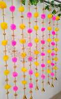 Corde artificielle de jasmin avec décor central de fleur de Lotus cordes à la main Toran tenture murale porte décor suspendu, pièce maîtresse