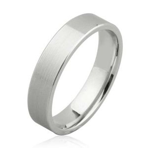 Bague de mariage pour homme en argent sterling 925, 0,5 cm, design géométrique blanc mat, bague statement, matériau principal platine, métal 14 carats - Product Image 1