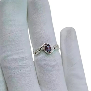 แหวนสตรีอเล็กซานไดรท์ธรรมชาติและอัญมณี CZ สำหรับการหมั้นหมายของอัญมณีแฮนด์เมดเครื่องประดับ925แหวนเงินสเตอร์ลิง - Product Image 1