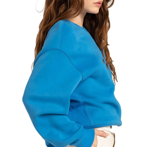 Wholesale Blank Cotton Fleece <b>Sweatshirts</b> Loose Fit Custom Logo Pullover Crewneck <b>Women's</b> <b>Sweatshirt</b> - Product Image 5