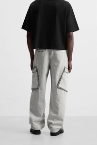 ZRA กางเกงยีนส์ทรงหลวมสำหรับผู้ชาย, กางเกงยีนส์ทรงหลวมสำหรับใส่เล่นสเก็ตผ้าฝ้ายโอเวอร์ไซส์สำหรับ100% - Product Image 6