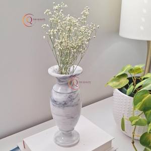 Vases à fleurs en marbre blanc faits à la main, artisanaux, pour mariage côtier, décoration d'intérieur, table, accessoires uniques, dernière arrivée - Product Image 4