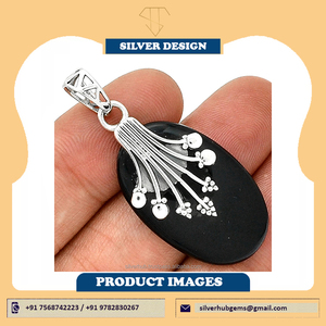 Pendentif fin en argent sterling 925 avec pierre de guérison en onyx noir serti de lunette fait main solide incrustation de pierres précieuses naturelles - Product Image 2