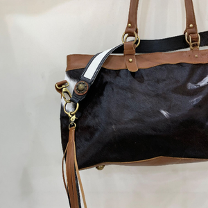 Bolso de viaje deportivo de lujo de piel de vaca de cuero genuino para mujer, alta calidad, gran capacidad, equipaje de mano, detalle de Conchos de fin de semana - Product Image 2