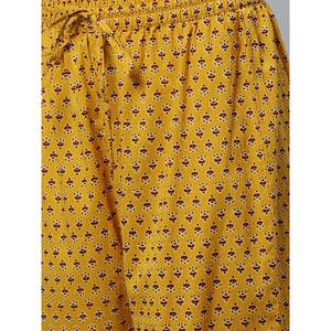 ชุดคุर्ตาผ้าฝ้ายสลับและผ้าแคมบริคทรงตรงปกติสำหรับผู้หญิง พร้อมกางเกงปาลาซโซ สีมารูน ขนาด 46 นิ้ว สวมใส่สบาย - Product Image 2