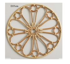 Best-seller 2025 Set de table en rotin rond avec poignées en bois et fond en nacre - Product Image 4