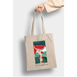 Bolsa de Compras Promocional con Diseño de Sandía y Bandera de Palestina - Product Image 1