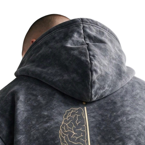 Mens Acid Wash Oversized Solid Pullover Hoodie Back Graphic Kangaroo Pocket <b>Long</b> Sleeve Streetwear Casual <b>Sweatshirt</b> Wholesale - Product Image 6