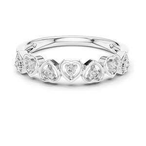 Bague en diamant de laboratoire en forme de cœur de 0,105 carats pour femme, clarté VVS-VS EF, or 18 carats, 14 carats, 10 carats et argent 925, moissanite et diamant de laboratoire - Product Image 1