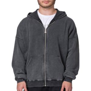 Sudaderas con Capucha de Felpa Francesa Transpirable de la Mejor Calidad, 400GSM, Lavado a la Piedra, Hombros Caídos, Talla Grande, Estilo Vintage, Unisex, con Cierre - Product Image 3